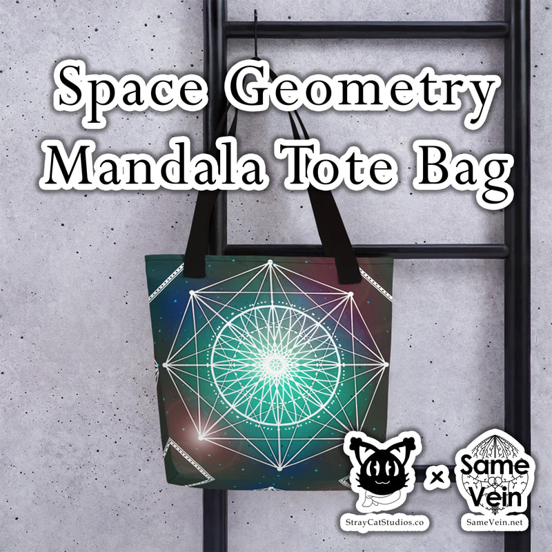 SPACE GEOMETRY MANDALA | BOHO TOTE BAG

***DETAILS***

A spacious and trendy Space Geometry Mandala boho tote bag to help you carry around everything that matters while bringing you both peace and serenity inside and out!

***FABRICATION & MATERIALS***

•	100% spun polyester fabric
•	Bag size: 15″ × 15″ (38.1 × 38.1 cm)
•	Capacity: 2.6 US gal (10 l)
•	Maximum weight limit: 44lbs (20 kg)
•	Dual handles made from 100% natural cotton bull denim
•	Handle length 11.8″ (30 cm), width 1″ (2.5 cm)
•	The handles can slightly differ depending on the fulfillment location
•	Blank product components sourced from China

***DISCOVER MORE***

If you enjoyed this Boho Tote Bag, check out our others here:

Boho Tote Bags: https://www.etsy.com/shop/SameVein?ref=profile_header&section_id=37425012

***SAME VEIN & STRAY CAT STUDIOS***

Thank you so much for your support!  When people shop with us, it allows us to do more to support others, whether it be with our mental wellness & health work or assisting other creators do what they do best!  We hope our work brings you peace and happiness both inside and out! 

Share the love on social media and tag us for a chance of free giveaways!

Same Vein:
“A blog and community using creative outlets to understand mental wellness. Whether it be poetry, art, music, or any other medium, join in on the conversations! Check out our guided journals and planners or mandala activity and coloring books for self-improvement exercises. We also have home décor, books, poetry, apparel and accessories.”

•	Etsy - https://www.etsy.com/shop/SameVein
•	Website – SameVein.net
•	Pinterest - @SameVein
•	Facebook - @AlongTheSameVein
•	Twitter - @Same_Vein
•	Instagram - @Same_Vein

Stray Cat Studios:
“A community of creators working for creators. Our goal is to bridge the gap between company and community, bringing together the support and funds creators need to keep doing what they love while lifting each other up at the same time. The arts are not about competition, it is about cooperation. We're all in this together!”

•	Website - StrayCatStudios.co
•	Pinterest - @StrayCatStudios
•	Facebook - @straycatstudiosofficial
•	Twitter - @StrayCatArt
•	Instagram - @straycatstudios

Much love! <3